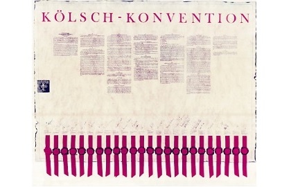 Ein Dokument mit der Überschrift „Kölsch-Konvention“ und mehreren Siegelmarken unten.